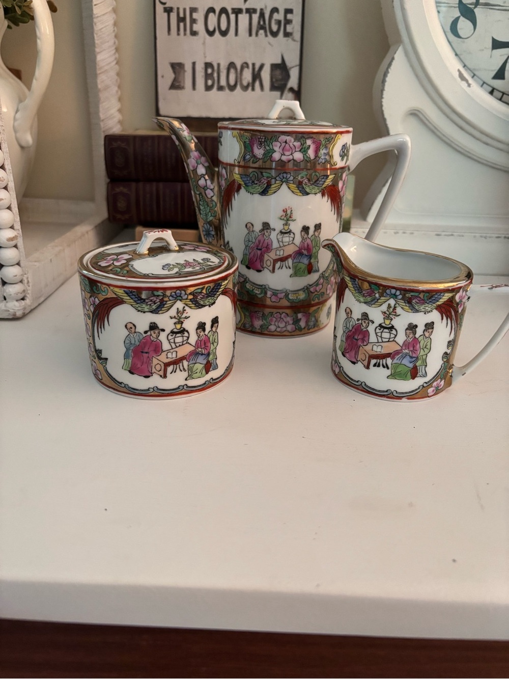 Rose Medallion Famille Rose Tea Set Trio
